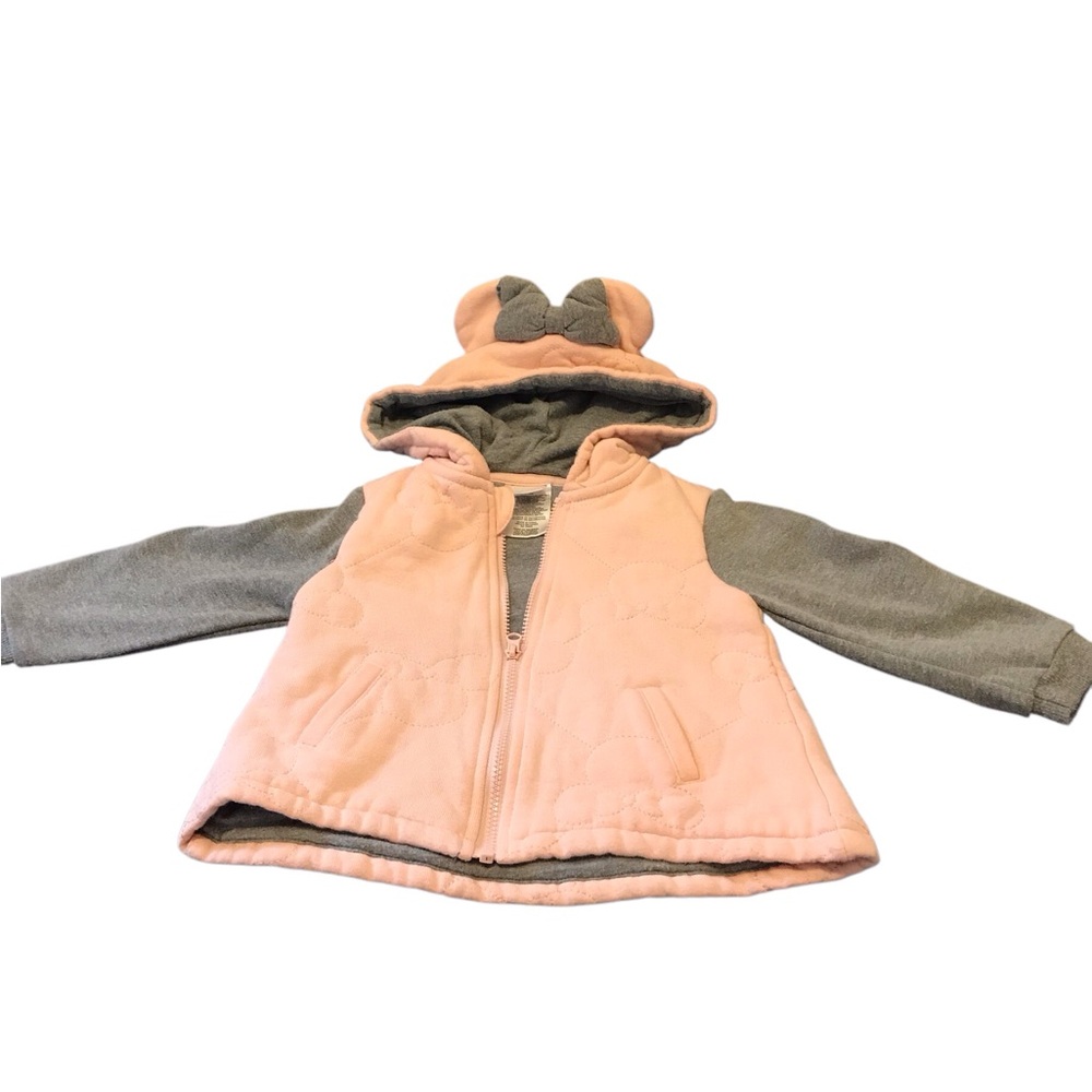 Pink and Gray Hooded Jacket with Bow